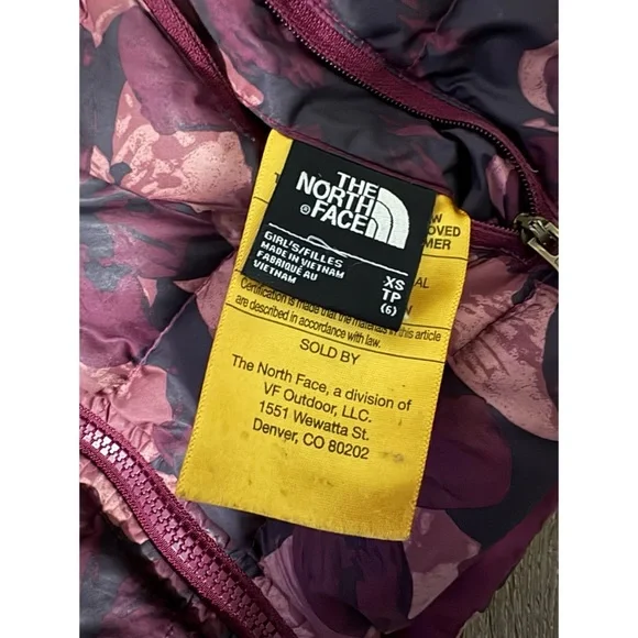 North Face Girls Reversible North Down Hooded Jacket - Boysenberry Floret Print - Picture 7 of 8